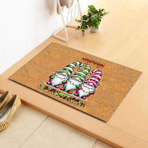 VIKAMA Gnome Xmas Welcome Doormat Non‑Slip Washable Rug Indoor Outdoor Mat Kitchen Bedroom New Year Home Decor