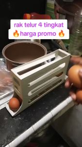 COD Rak Tempat Telur Ayam Kotak Penyimpanan Telur Gulir Otomatis 30 Butir anti pecah Kulkas 4 susun