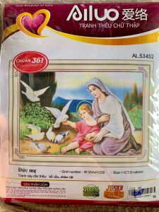 [ FREESHIP MAX]Tranh thêu chữ thập Đức mẹ al53452 KT 91x52cm[ TRANH HÀ ĐOÀN]