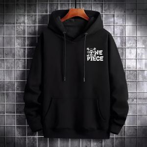 Sweater Hoodie Anime One Piece Jolly Roger Staw Hat Fleece Pria Wanita M-XXL