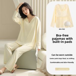 MiiOW | Cat Woman Sleepwear Spring Autumn Loose Long Sleeve Home Clothes Set For Women Comfortable Breathable Cotton Polyester Blend