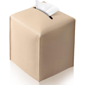 Modern PU Leather Square Tissue Box Cover Holder-Decorative Holder/Organizer for Bathroom Vanity Countertop Night StandsOffice