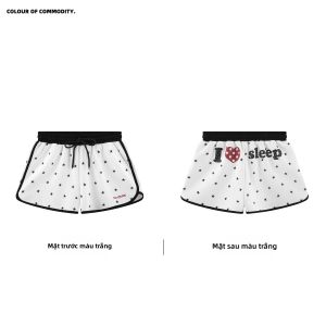 JNXS | Quần Short Nữ Mùa Hè Phong Cách Casual Thêu Hoa Văn Ngôi Sao Phối Màu