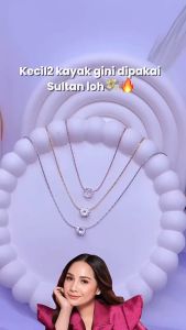 MiNiZi Kalung Titanium Solitaire Permata Cristal Nagita Slavina Terbaru Asli Anti Karat Tidak Luntur