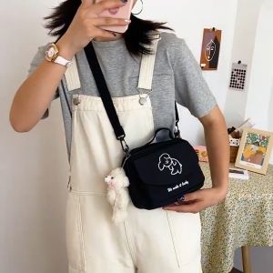 ✨NEW✨ กระเป๋าผ้า สถาบันรอยสูงสำหรับผู้หญิง ลายการ์ตูนลูกสูงสำหรับวินเทจ แฟชั่น ฮาราจูกู สไตล์วินเทจ ถือชุดที่ไม่แถมตุ๊กตา