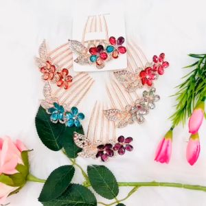 Lược Cài Tóc Đính Hoa Đá Pha Lê 6 Màu Phong Cách retro Hàn Quốc