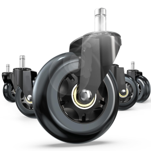 Chair Wheels Roller Blade Caster 11x22mm All Black 3 Inch Chair Wheels for Office Rubber Rolling Set of 5 for Gaming Smooth
