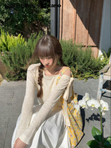 NIHAOKANONG | Áo Sweater Dây Kéo Lỏng Cổ Hở