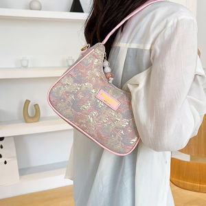 Contrast Color Flower Beaded Satchel Canvas Bag Female Student Portable Hand Carrying Minimalist All-Match Small Square Bag Shoulder Messenger Bag