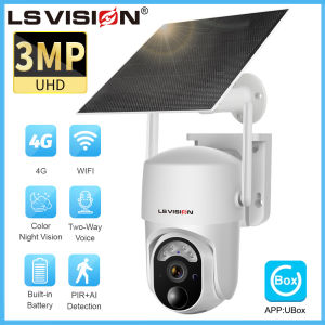 LS VISION 3MP 4G /Wifi IP66กล้องวงจรปิดกลางแจ้งโซลาร์เซลล์กันน้ำ AI Tracking PTZ กล้องแผงโซล่าไร้สายอัจฉริยะกล้องเครื่องบันทึกภาพกล้องวงจรปิดการมองเห็นได้ในเวลากลางคืนสีเต็มรูปแบบสำหรับฟาร์มสวนสนาม (แอป: UBOX)