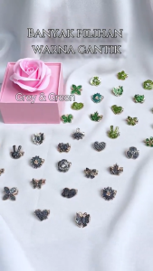 Livas Baby Brooch Glitter Green 1Pc/10Pcs Love/Ribbon/Flower Design Pin Tudung Shinning Shawl Bawal Hijab Fashion