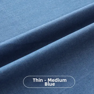 Washed Cotton Polyester Denim Fabric Pure Color Thickened Summer Thin Elastic for Pants Shirts Dresses DIY Clothing