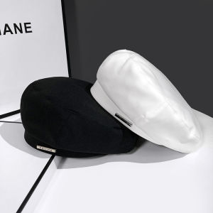 หมวกเบเร่ต์ทรงสี่เหลี่ยมเล็กสำหรับผู้หญิง ฤดูใบไม้ผลิและฤดูใบไม้ร่วง สไตล์อังกฤษย้อนยุค หมวกนักวาดภาพขาว หมวกทรงแปดเหลี่ยมสำหรับฤดูหนาว