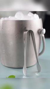 Nexlent Stainless Steel Mini Ice Cube Tongs Foods Clip Great for Parties 1Pc