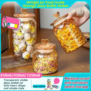 Food sealed jar storage transparent 650/950/1350ml lemon bottle pickle jar large spice jar with lid tea glass bottle honey