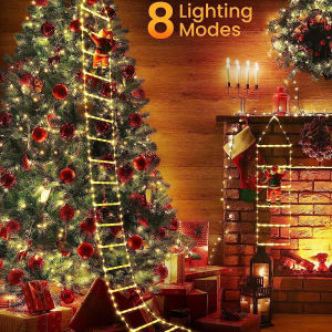 Santa Claus Ladder String Lights -USB 8 Lighting Modes Christmas Fairy Light Suitable For Indoor/Outdoor Holiday DecorationPer