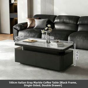 YIYOU | Modern Minimalist Small Space Living Room Italian Gray Marble Rectangular Coffee Table