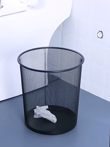 金属垃圾桶 Office Metal Wire Mesh Trash Can 9/15L Large Capacity Kitchen Bedroom Household Thick Rust Proof Metal Wire Mesh Trash Can 加厚铁网垃圾桶