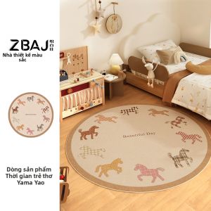 ZHIBAIJIA | Thảm Tròn Hoạt Hình Cho Bé Gái Chống Thấm Nước Dễ Vệ Sinh