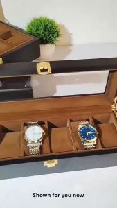 กล่องนาฬิกา 6 10 12 20 เรือน สีดำด้าน+ในตุ๊กตากาแฟ กล่องใส่นาฬิกา Watch Box กล่องของขวัญ