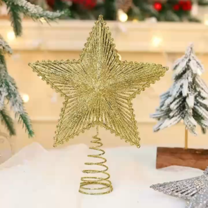 Christmas tree decoration five-pointed star tree top decoration golden Christmas Party DIY KM