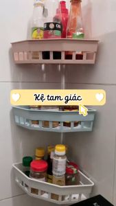 Kệ Nhựa Dán Góc Tường Đa Năng - Kệ Đựng Đồ Nhà Tắm Nhà Bếp - Giá Đựng Đồ Nhà Tắm Nhựa Dán Tường Siêu Dính Tiện Lợi