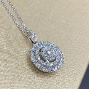Huitan Cute Round Shaped Pendant Necklace with Full CZ Stone for Women Delicate Accessories Party Daily Wear Trendy Jewelry Gift
