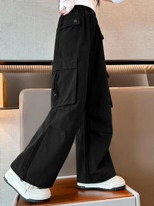 Girls Casual Wide Leg Pants Spring Autumn Fashion Childrens Workwear Trousers High Waist Long Pants Breathable Comfortable