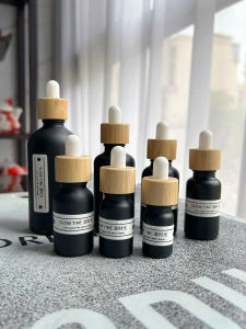 High-End Thickened Drop Applicator Bottle Essential Oil Packaging Glass Mixing Bottle Light-Proof Straw Small Empty Bottle Bamboo Cover Cosmetic Essence
