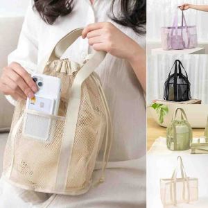 Multi Functional Mesh Bag Travel Foldable Mesh Toiletry Bag Hand-Held Makeup Bag Travel Bag Waterproof Shower Bag Storage Bag