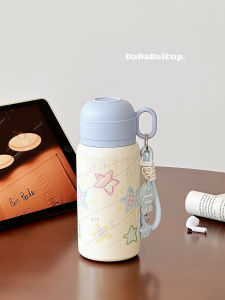Portable Insulated Water Bottle for Women Office Ladies Students 500ml Stainless Steel Cup with Straw Double Drink Cap