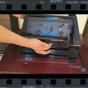 กล่องหมุนนาฬิกา 6+6 เรือน กล่องใส่นาฬิกา กล่องหมุนนาฬิกาอัตโนมัติ watch winder สีไม้จันทน์สีทองเงาสูง