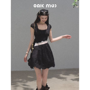 OAKMOO | Đầm Voan Mỏng Ren Thắt Eo