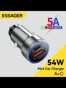 Essager 54W Car Charger 5A Fast Charging Type C Quick Charge 3.0 QC PD 3.0 SCP USB Car Charger For Xiaomi Samsung Iphone Charger