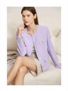AMII | Chic Flax-Style Short Jacket for Petite Women