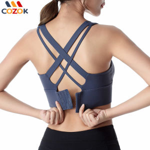 COZOK Large Size Cross-Back Sports Bra Vest Yoga Running Gather Shockproof Fitness Underwear For Women