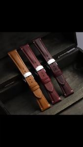 langley | Vintage Calfskin Watch Strap 20mm 22mm 24mm Universal Butterfly Buckle Band Wristband for Seiko for Omega for Women Men Bracelet