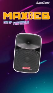 BARETONE MAX8EB 8" Portable Speaker With Two Handheld Wireless Mic [Free Mic Cover]