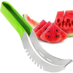 Stainless Steel Watermelon Slicer Cutter with Non-Slip Handle Fruit Corer Cutter Watermelon Slicer Stainless Steel Windmill Watermelon Cutter Kitchen Fruit Slicer Cutter Tool Watermelon Digger Fruit Divider