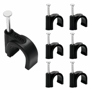 100 Chiếc Kẹp Cáp Tròn Màu Đen Loại Đóng Đinh Dùng Cho Cáp Ethernet Cáp Đồng Trục Loa Kẹp Gắn Tường Để Sắp Xếp Dây Cáp Và Dây Điện