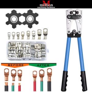 HX-50B 6-50mm 1/0-10 AWG Battery Cable Lug Crimping Tool Ratchet Wire Cutting Terminal Wire Cable Strong Crimper Pliers Tools