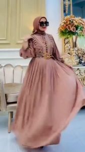 Gamis Bordiran Terbaru Mewah Dinda Dres Ceruty Babydoll Aplikasi Bordir Dress Wanita Kondangan Jumbo M L XL XXL 3XL Baju Muslimah Remaja Kekinian