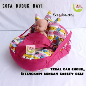SOFA BAYI JUMBO DENGAN SABUK PENGAMAN GESPER MULTIFUNGSI BISA UNTUK KASUR BAYI FREE BANTAL PEYANG JUMBO