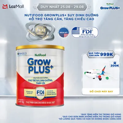 [BAO BÌ MỚI] Sữa bột Nutifood GrowPLUS+ Suy Dinh Dưỡng (Đỏ) - Hỗ Trợ Tăng Cân Tăng Chiều Cao (Lon 165 Kg)