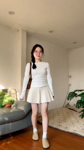 SIÊU SALE}Chân Váy Dạ Xếp Ly Có Lót Trong Chất Dạ Dày-CVDD33