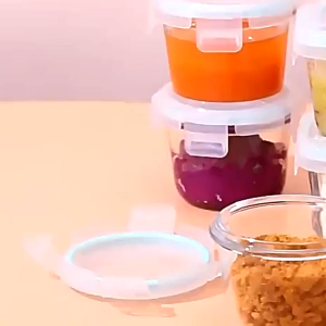 Baby Glass Food Supplement Box Frozen and Heat-resistant Microwave Airtight Box Mombaby Food Storage Container