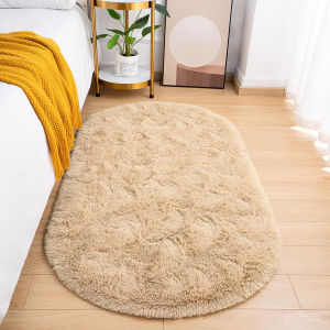 VIKAMA Long Plush Oval Area Rug Super Soft Fluffy Bedroom Bedside Rug Kids Room Nursery Dorm Floor Mat Home Decor