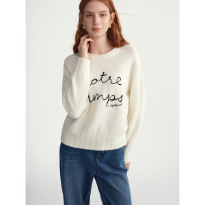 DUSHU | Plus Size Graffiti Contrast Letter Winter New Style Sweater