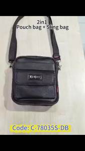 Kickers Leather Belt Pouch & Crossbody Travel Sling Bag Dark Brown 2 in1 Bag C-78038S / C-78035S