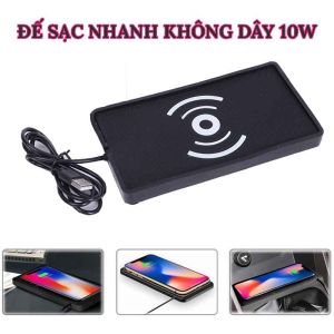 Bộ đế sạc nhanh không dây Qi 10W mẫu mới thông minh tự ngắt chống sốc dùng trong xe hơi văn phòng phụ kiện đồ chơi xe hơi
